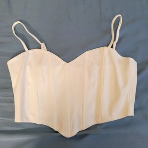 Lulus Radiating Romance White Sleeveless Cropped Bustier Top, Medium, White